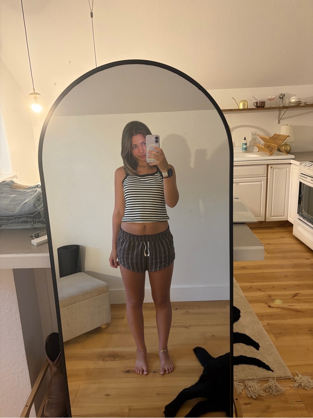 Striped Crop Tank Top in Black & White